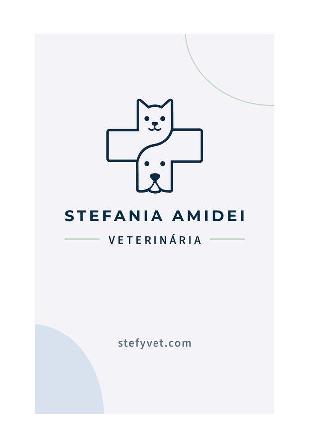 The business card front: the mark, her name and the domain